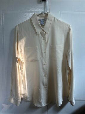 Anna and Frank Light Cream Silk Button-Up Shirt